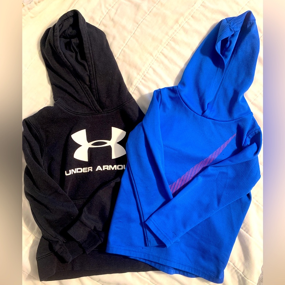 Pair of boys Nike and Under Armor size 6 hoodies